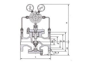进口氮气减压阀结构尺寸图